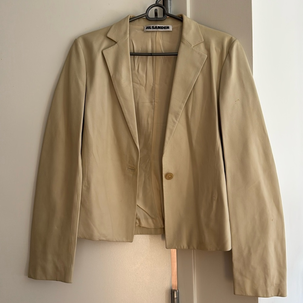 JIL SANDER Cream Leather Blazer